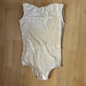 Luckleo White Velvet boatneck leotard